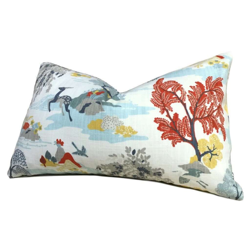 Robert Allen Forest Modern Toile Multicolor Pillow Cover Cushion Pillow Case Euro Sham 16x16 18x18 20x20 22x22 24x24 26x26 28x28 Lumbar Pillow 12x18 12x20 12x24 14x20 16x26 by Aloriam