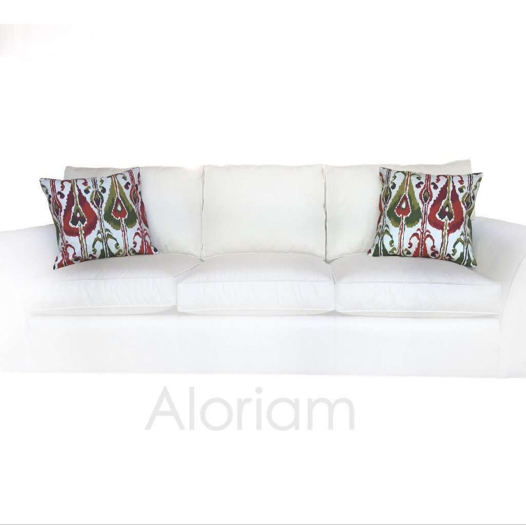 Robert Allen Ikat Bands Green Red Ivory Decorative Throw Pillow Cushion Cover Cushion Pillow Case Euro Sham 16x16 18x18 20x20 22x22 24x24 26x26 28x28 Lumbar Pillow 12x18 12x20 12x24 14x20 16x26 by Aloriam