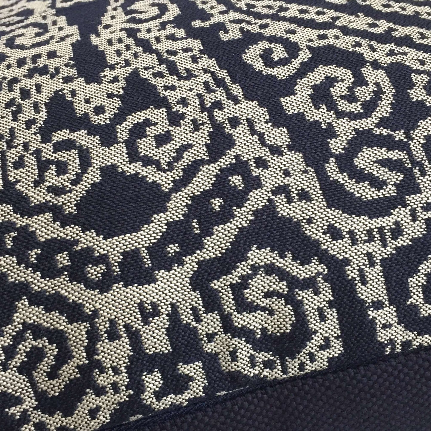 Robert Allen Lady Tara Navy Blue Beige Ethnic Motif Decorative Throw Pillow Cover by Aloriam