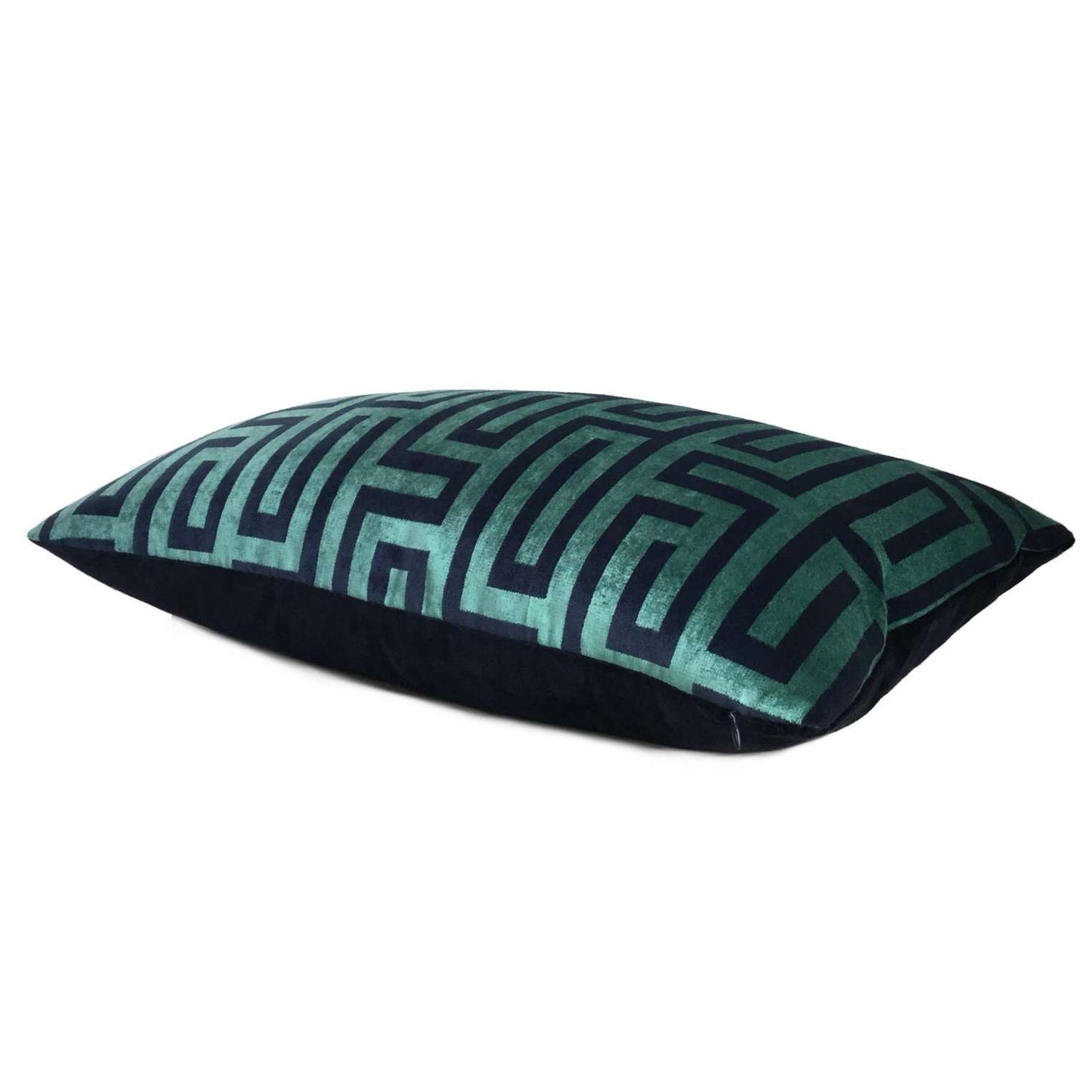 Robert Allen Larry Laslo Velvet Maze Aquamarine Greek Key Velvet Pillow Cover Cushion Pillow Case Euro Sham 16x16 18x18 20x20 22x22 24x24 26x26 28x28 Lumbar Pillow 12x18 12x20 12x24 14x20 16x26 by Aloriam