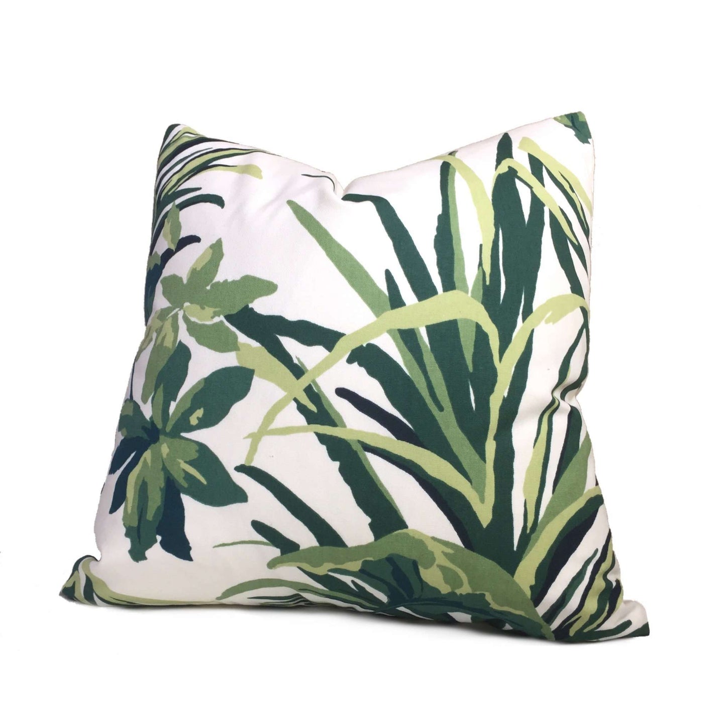 Robert Allen Madcap Cottage Bermuda Bay Palm Green White Botanical Pillow Cover by Aloriam