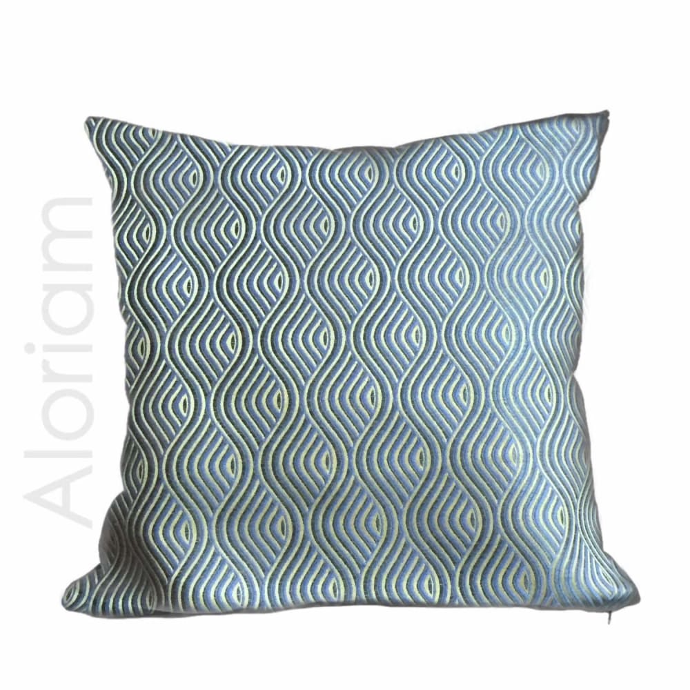 Robert Allen Nouveau Wave Blue Green Gold Pillow Cushion Cover - Aloriam