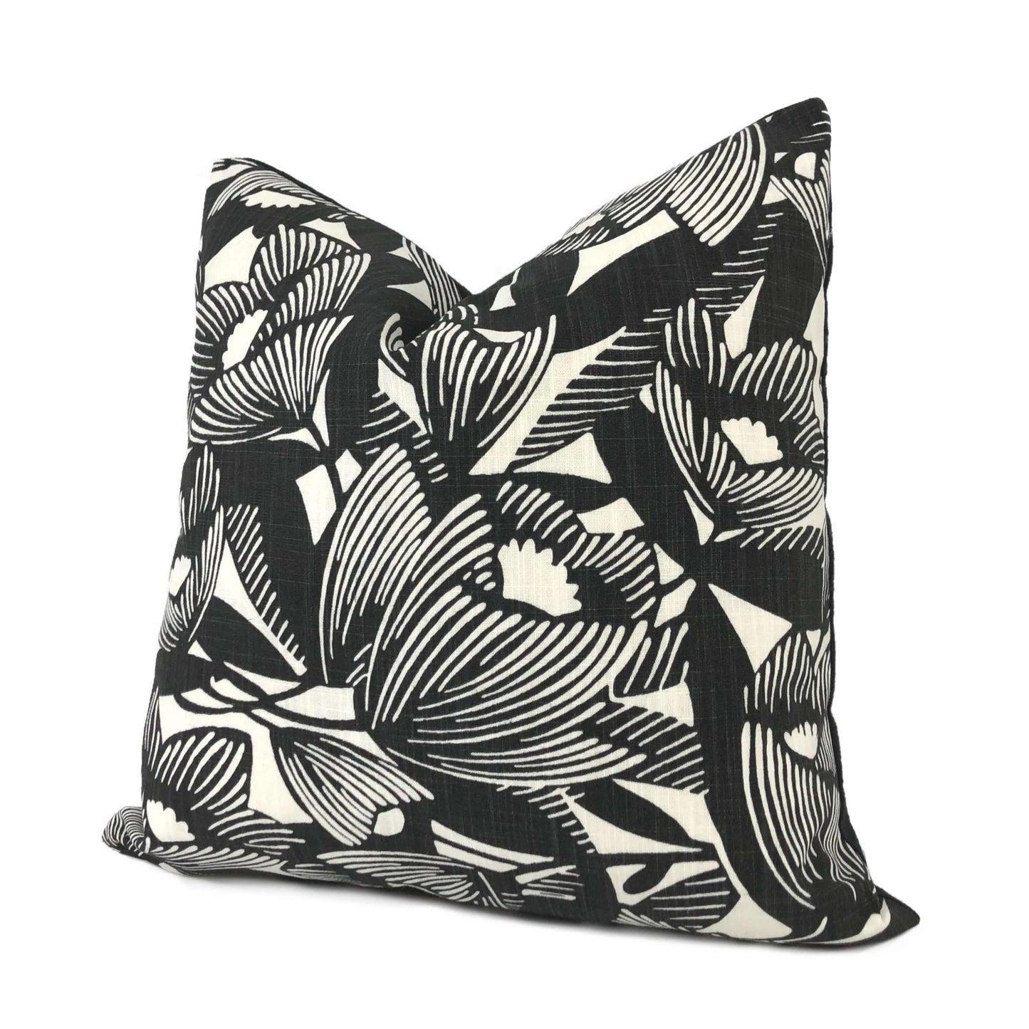 Dwell Studio Romaria Black White Modern Floral Designer Throw Pillow