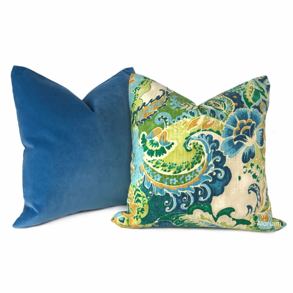 Robert Allen Royal Comfort Cerulean Blue Velvet Pillow Cover - Aloriam