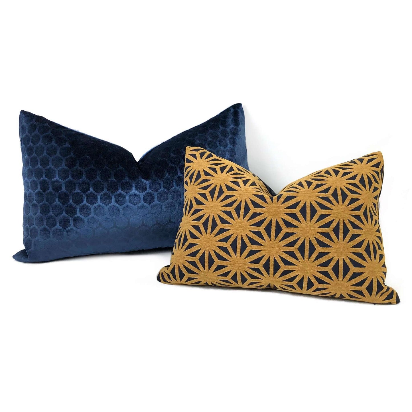 Robert Allen Soft Hex Indigo Blue Geometric Hexagon Velvet Pillow Cover Cushion Pillow Case Euro Sham 16x16 18x18 20x20 22x22 24x24 26x26 28x28 Lumbar Pillow 12x18 12x20 12x24 14x20 16x26 by Aloriam