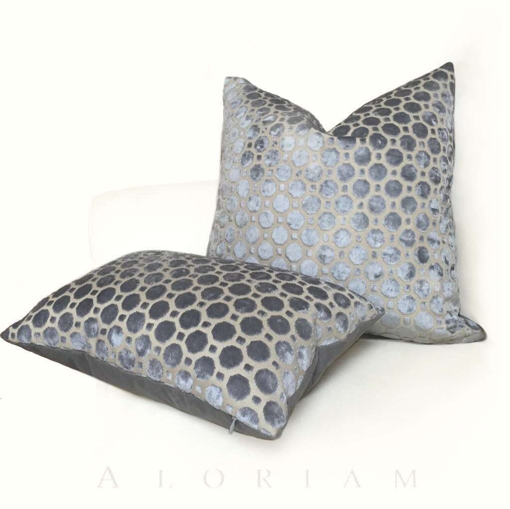 Robert Allen Velvet Geo Gray Cut Velvet Pillow Cover – Aloriam