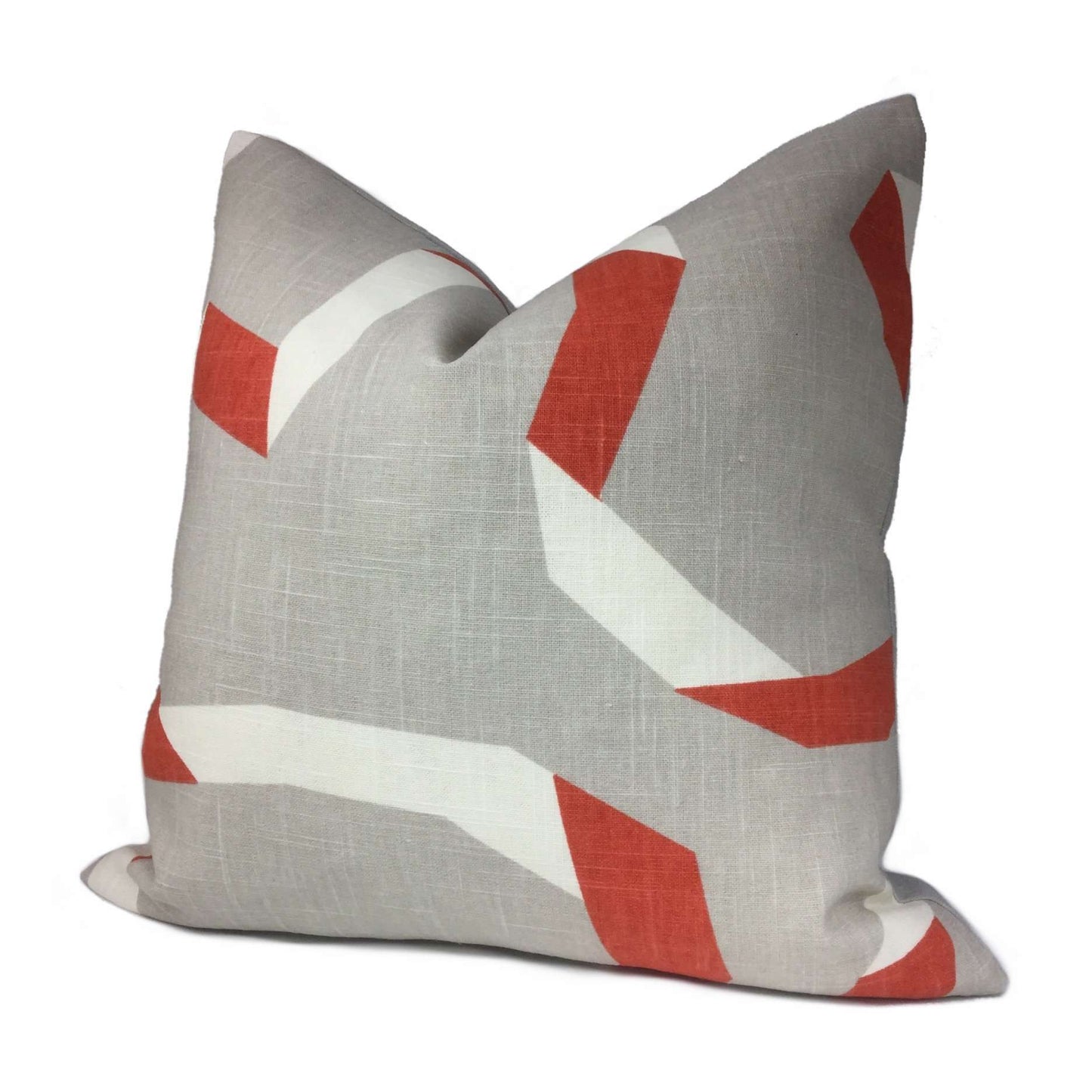 Robert Allen Vento Ribbon Gray Orange White Throw Pillow Cover
