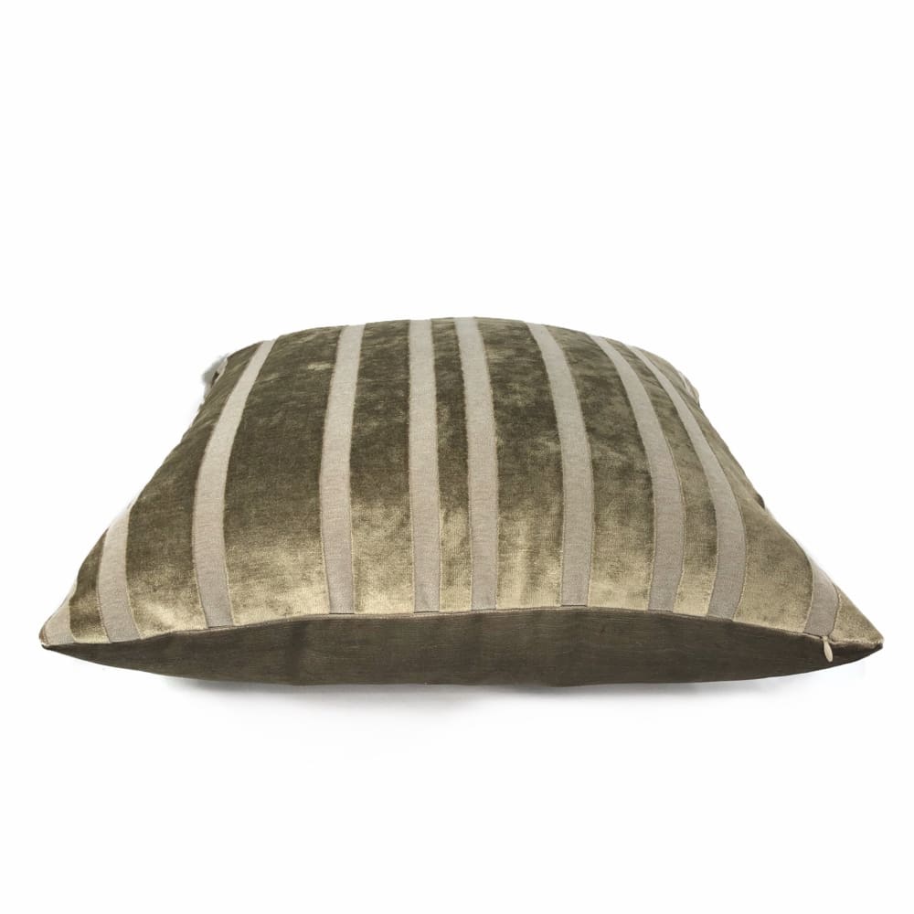 Rockford Taupe Brown Velvet Stripe Pillow Cover - Aloriam