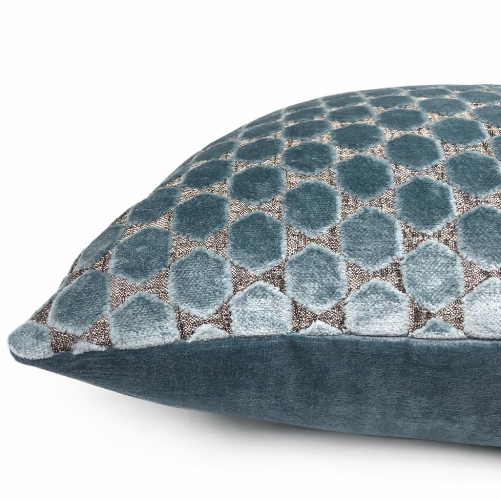 Romo Orosi French Blue Cut Velvet Hexagons Pillow Cover - Aloriam