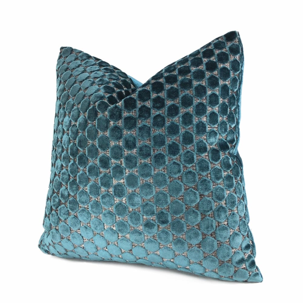 Romo Orosi Viridian Teal Green Cut Velvet Hexagons Pillow Cover - Aloriam