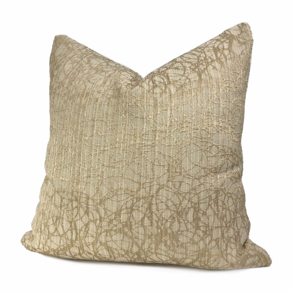 Roslyn Golden Beige Abstract Pillow Cover - Aloriam