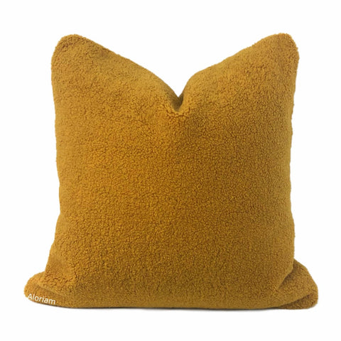 Saffron Gold Sherpa Faux Sheepskin Boucle Pillow Cover - Aloriam