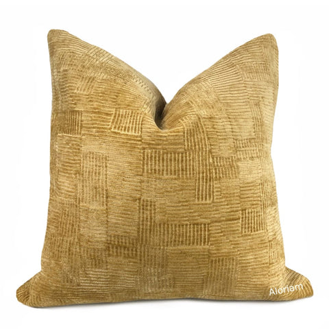 Samuel Golden Camel Brown Crosshatch Textured Chenille Pillow Cover - Aloriam