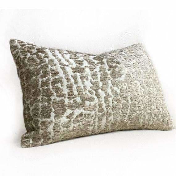 Sandy Beige Abstract Alligator Crocodile Pattern Texture Chenille Velv