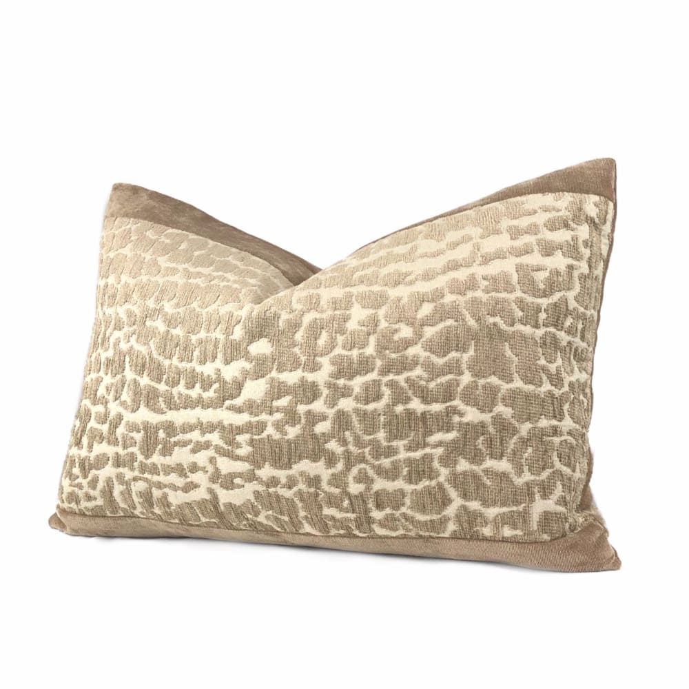 Sandy Beige Abstract Alligator Crocodile Pattern Texture Chenille Velvet Pillow Cover - Aloriam