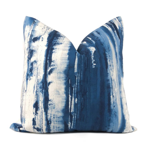 Santorini Blue White Brushstroke Pillow Cover - Aloriam