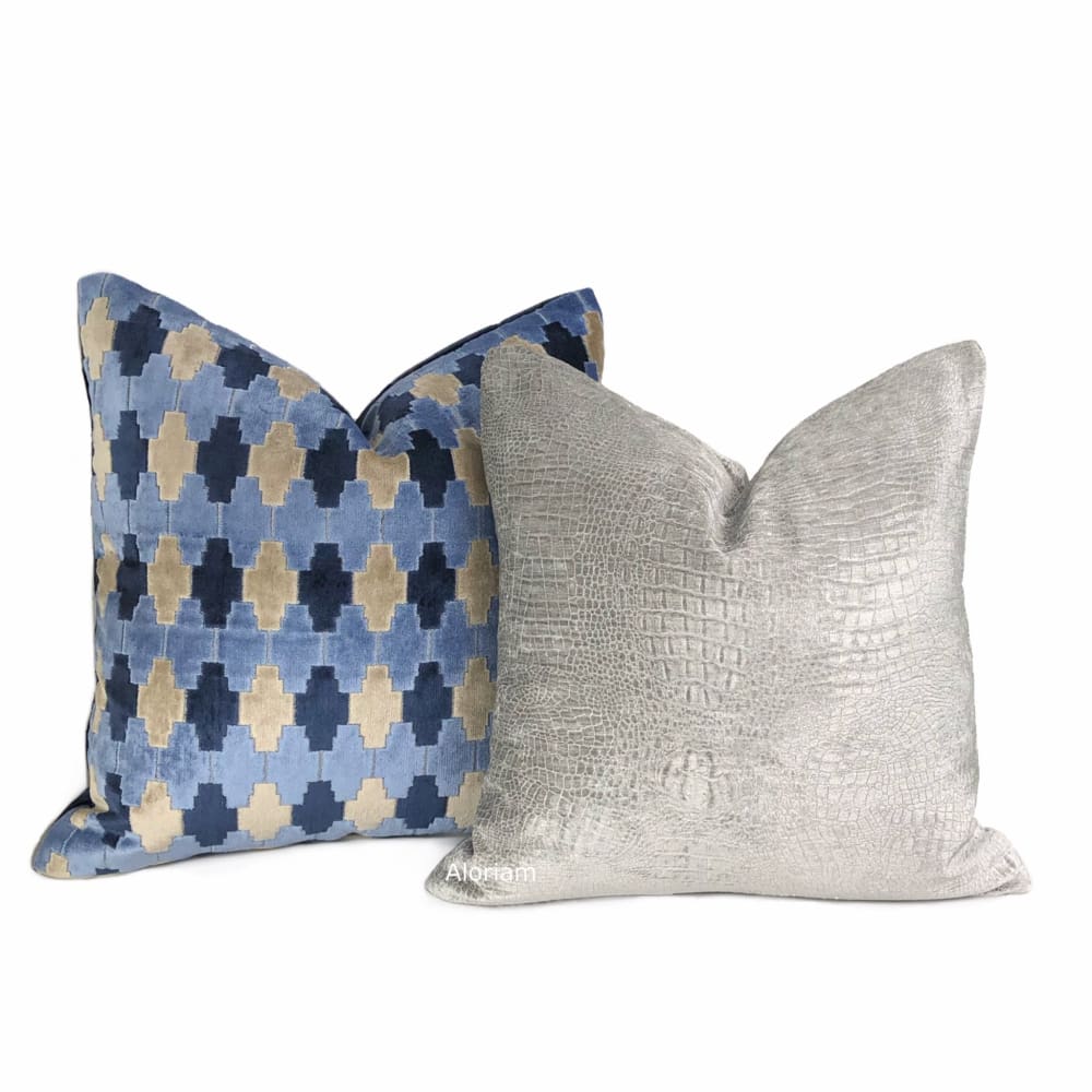 Silver Gray Alligator Skin Pattern Chenille Pillow Cover - Aloriam
