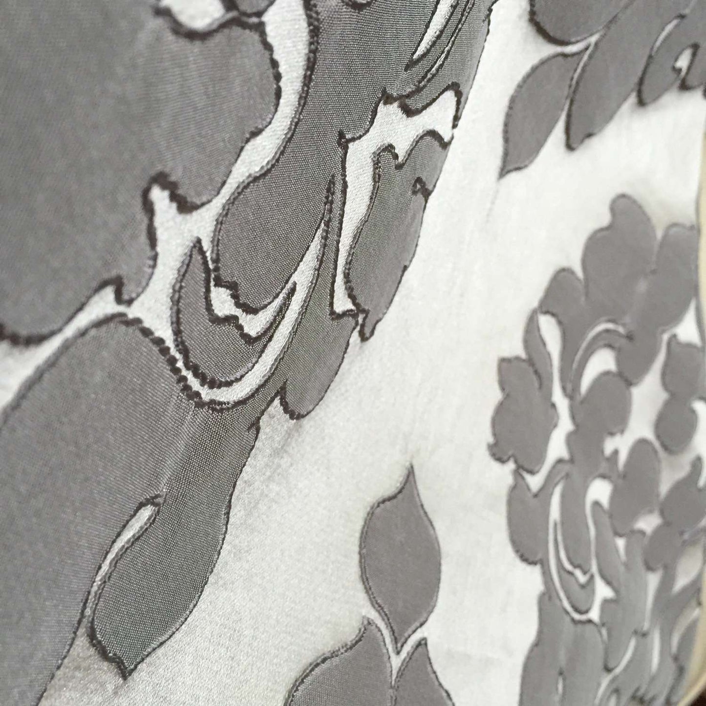 Silver Gray Damask Floral Satin Decorative Throw Pillow Cushion Cover by Aloriam