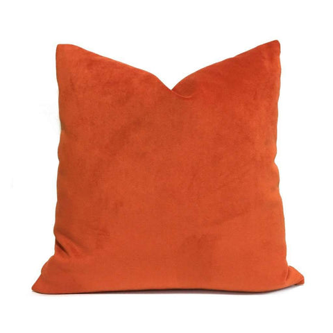 Solid Orange Brooklyn Velvet Pillow Cover Cushion Pillow Case Euro Sham 16x16 18x18 20x20 22x22 24x24 26x26 28x28 Lumbar Pillow 12x18 12x20 12x24 14x20 16x26 by Aloriam