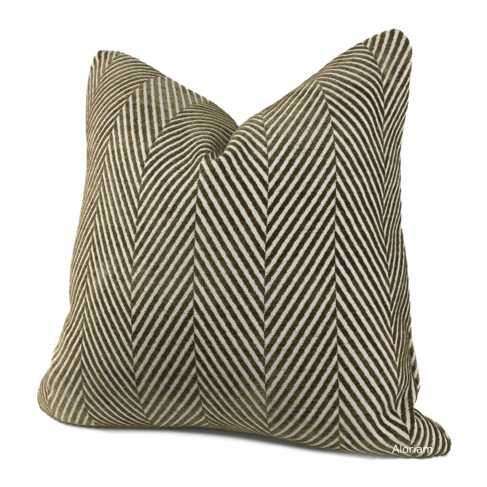 Spencer Brown White Herringbone Chenille Pillow Cover - Aloriam
