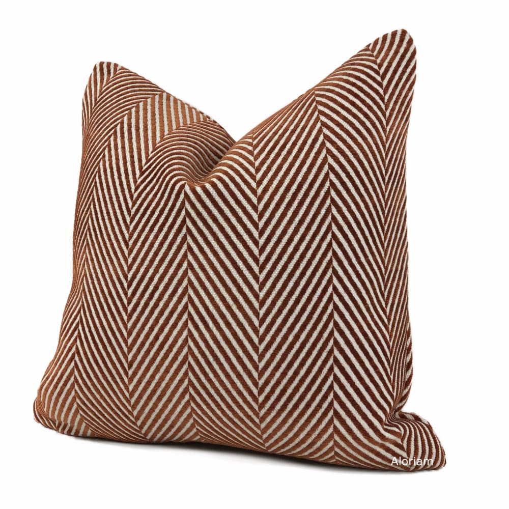 Spencer Rust White Herringbone Pillow Cover - Aloriam