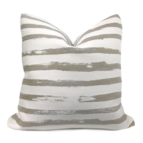 Sunbrella Gray Taupe Brushstroke Stripe Indoor Outdoor Pillow Cover (Performance fabric) - Aloriam