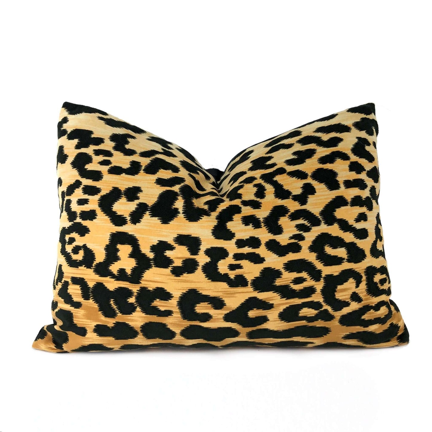 Tan & Black Large Leopard Faux Animal Skin Cotton Velvet Pillow Cover Cushion Pillow Case Euro Sham 16x16 18x18 20x20 22x22 24x24 26x26 28x28 Lumbar Pillow 12x18 12x20 12x24 14x20 16x26 by Aloriam