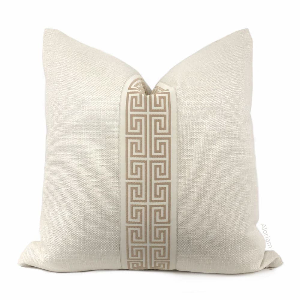 Titan Cream Tan Greek Key Trim Pillow Cover – Aloriam