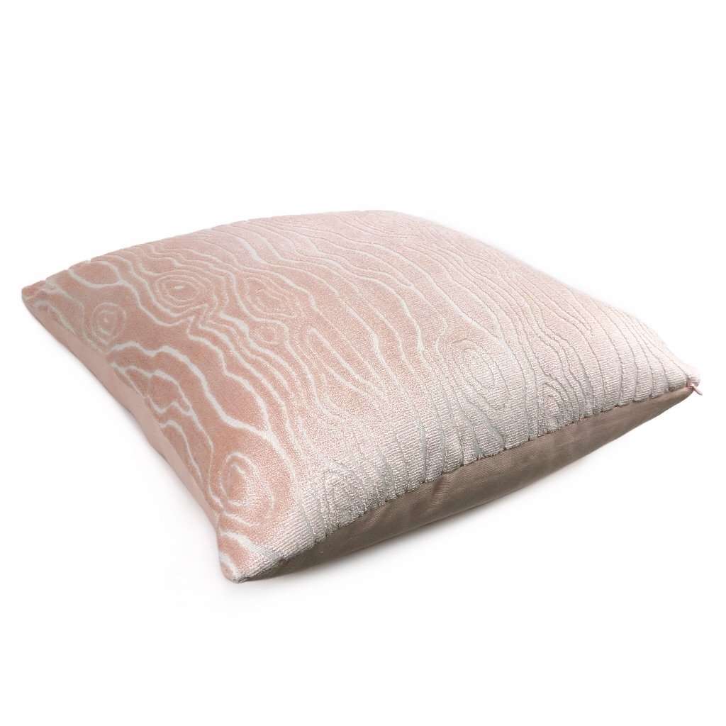 Tobi Fairley Rivers Light Pink Faux Bois Woodgrain Cut Velvet Pillow Cover Cushion Pillow Case Euro Sham 16x16 18x18 20x20 22x22 24x24 26x26 28x28 Lumbar Pillow 12x18 12x20 12x24 14x20 16x26 by Aloriam