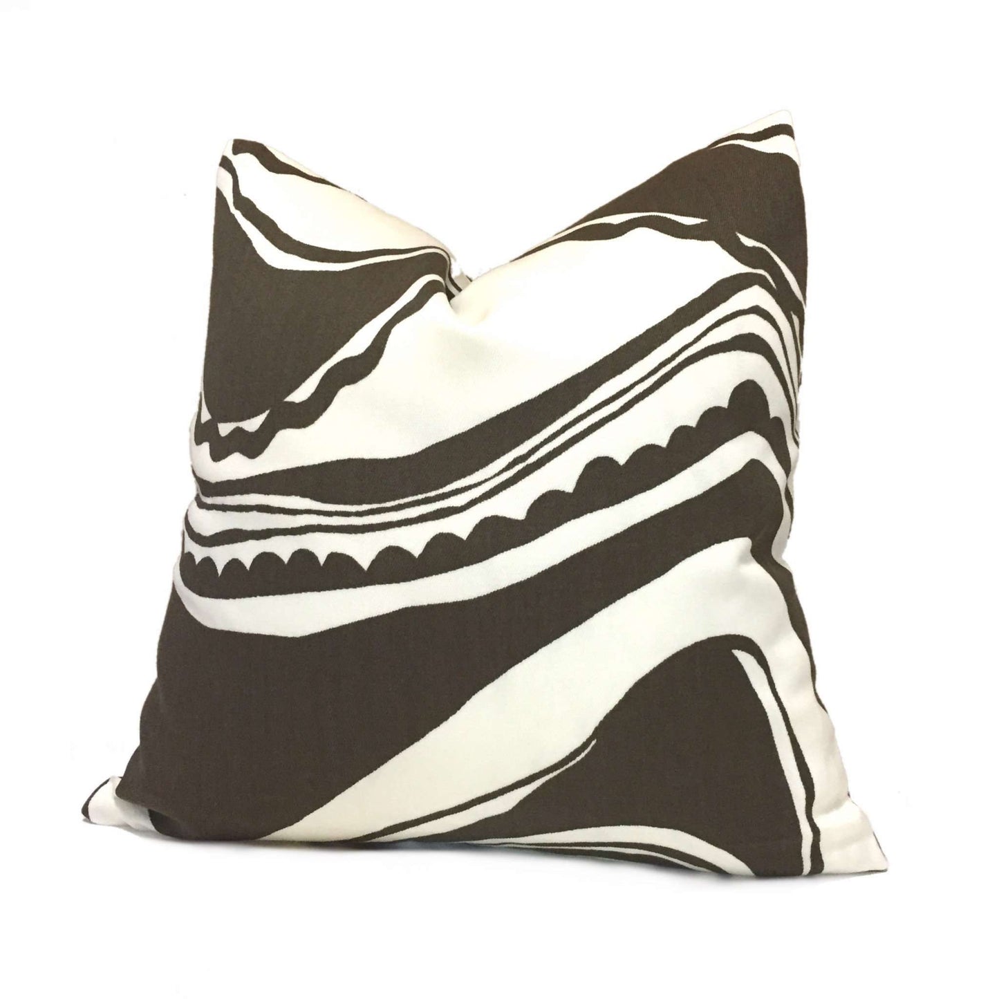 Trina Turk Schumacher Carmel Coastline Tobacco Brown White Indoor Outdoor Pillow Cover by Aloriam