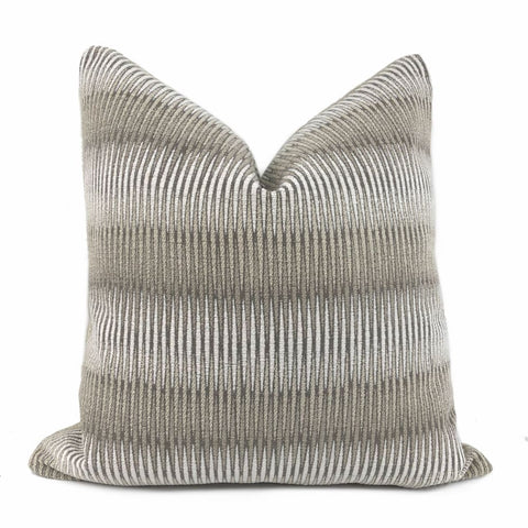 Tyler Taupe Serrated Stripe Chenille Pillow Cover - Aloriam