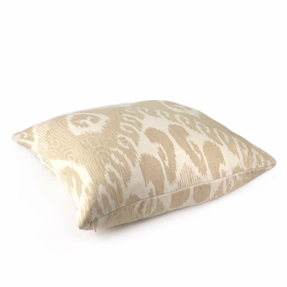 Vashti Sandstone Beige Cream Ikat Ethnic Linen Pillow Cover - Aloriam