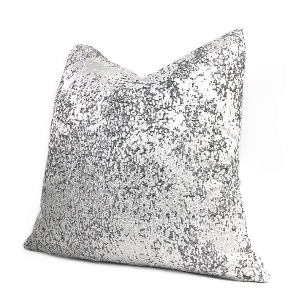 Volta Silver & Gray Metallic Quartz Texture Pillow Cover Cushion Pillow Case Euro Sham 16x16 18x18 20x20 22x22 24x24 26x26 28x28 Lumbar Pillow 12x18 12x20 12x24 14x20 16x26 by Aloriam