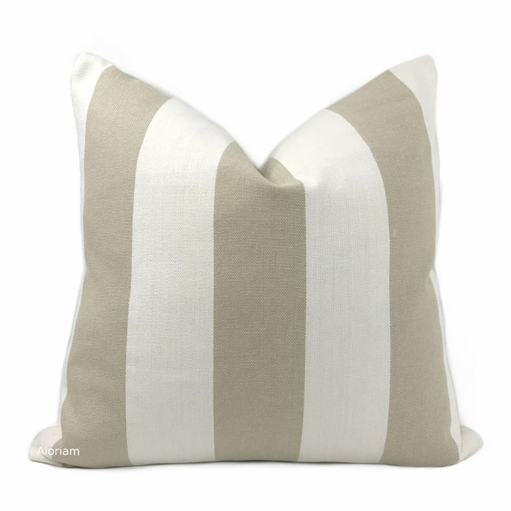 Watson Beige Off-White Wide Cabana Stripe Pillow Cover (Fabric by