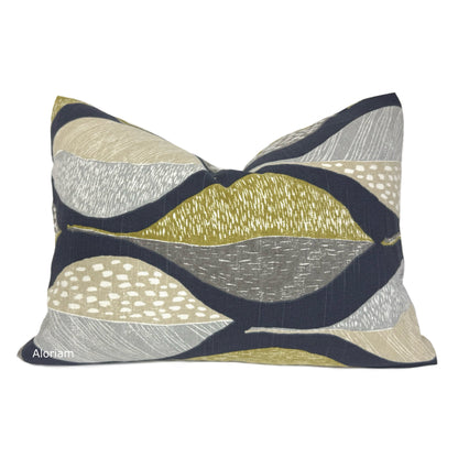 (CLEARANCE) Robert Allen Woodblock Leaf Indigo Pillow Cover