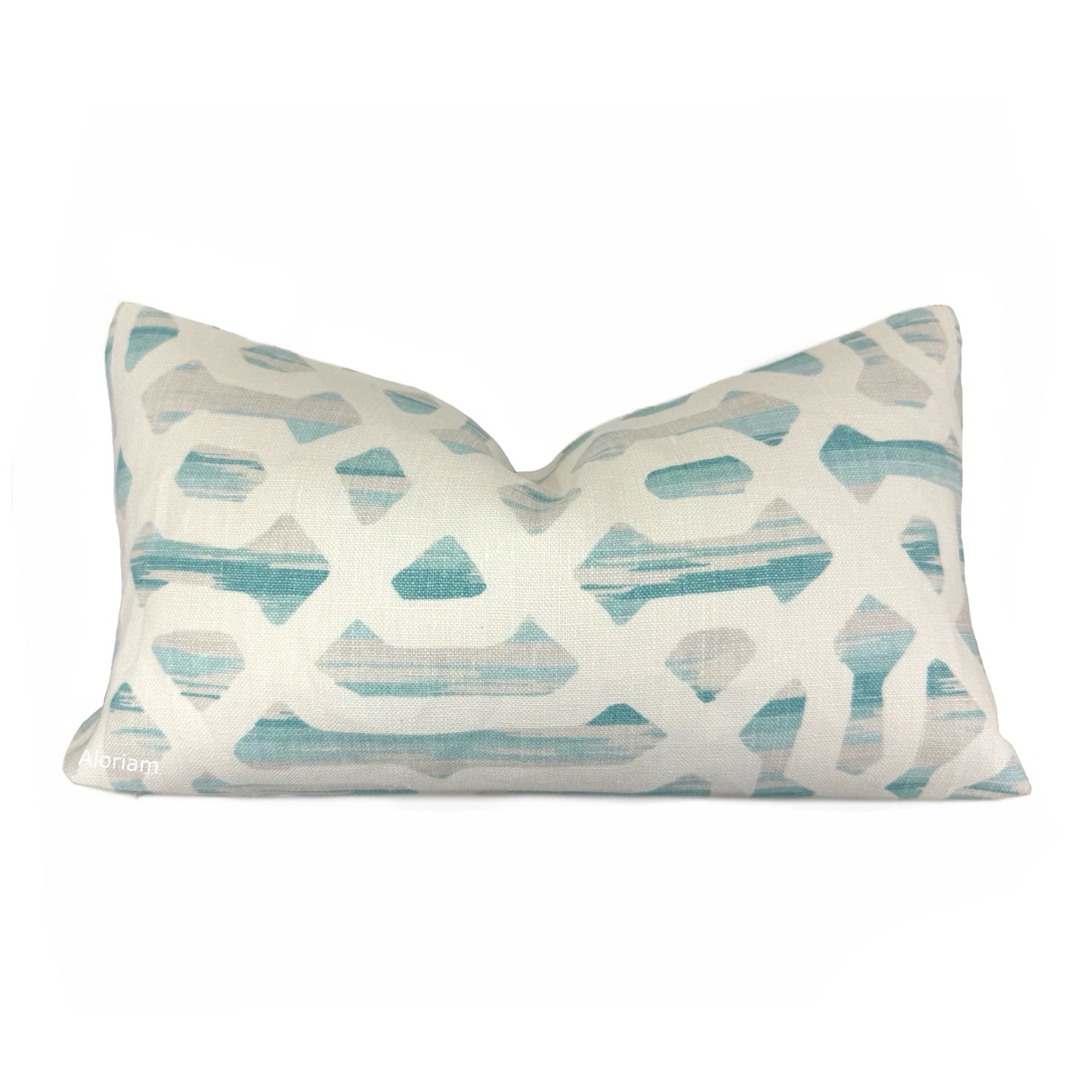 Kravet Jeffrey Alan Marks Lattice Fretwork Beach Seaglass Cream Linen Pillow Cover