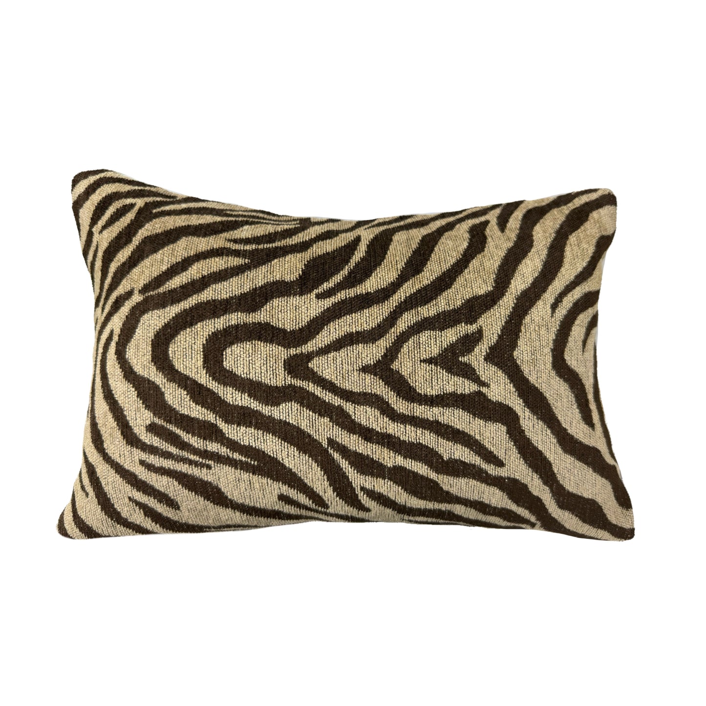 (CLEARANCE) Dark Brown Beige Tiger Animal Stripe Chenille Pillow Cover