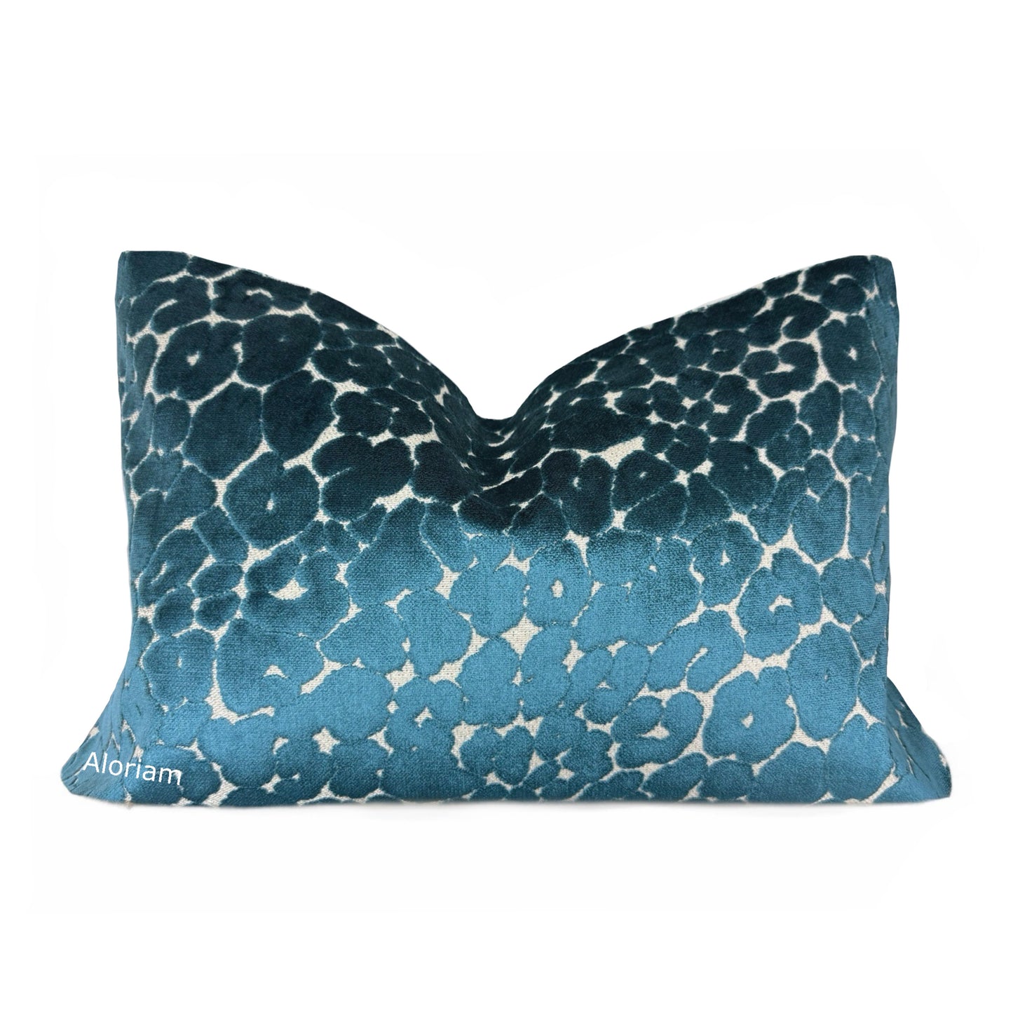 Phoebe Peacock Blue Leopard Velvet Pillow Cover