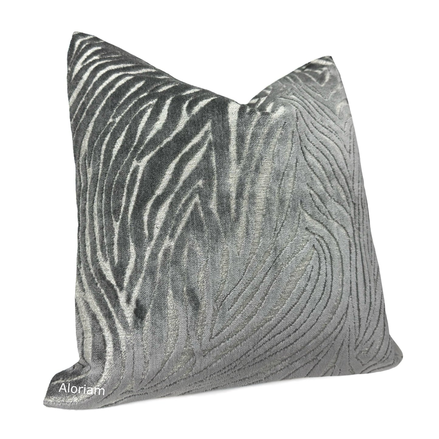 Alden Gray Abstract Cut Velvet Pillow Cover By Aloriam 