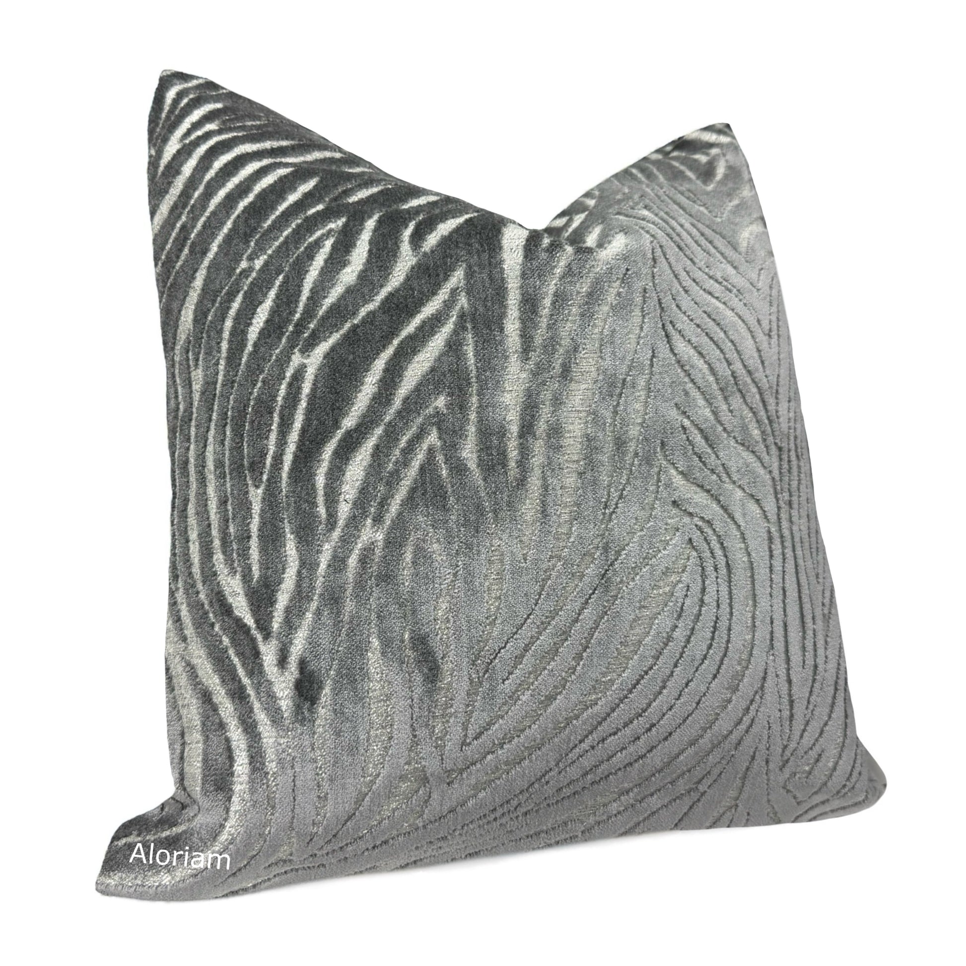 Alden Gray Abstract Cut Velvet Pillow Cover By Aloriam 