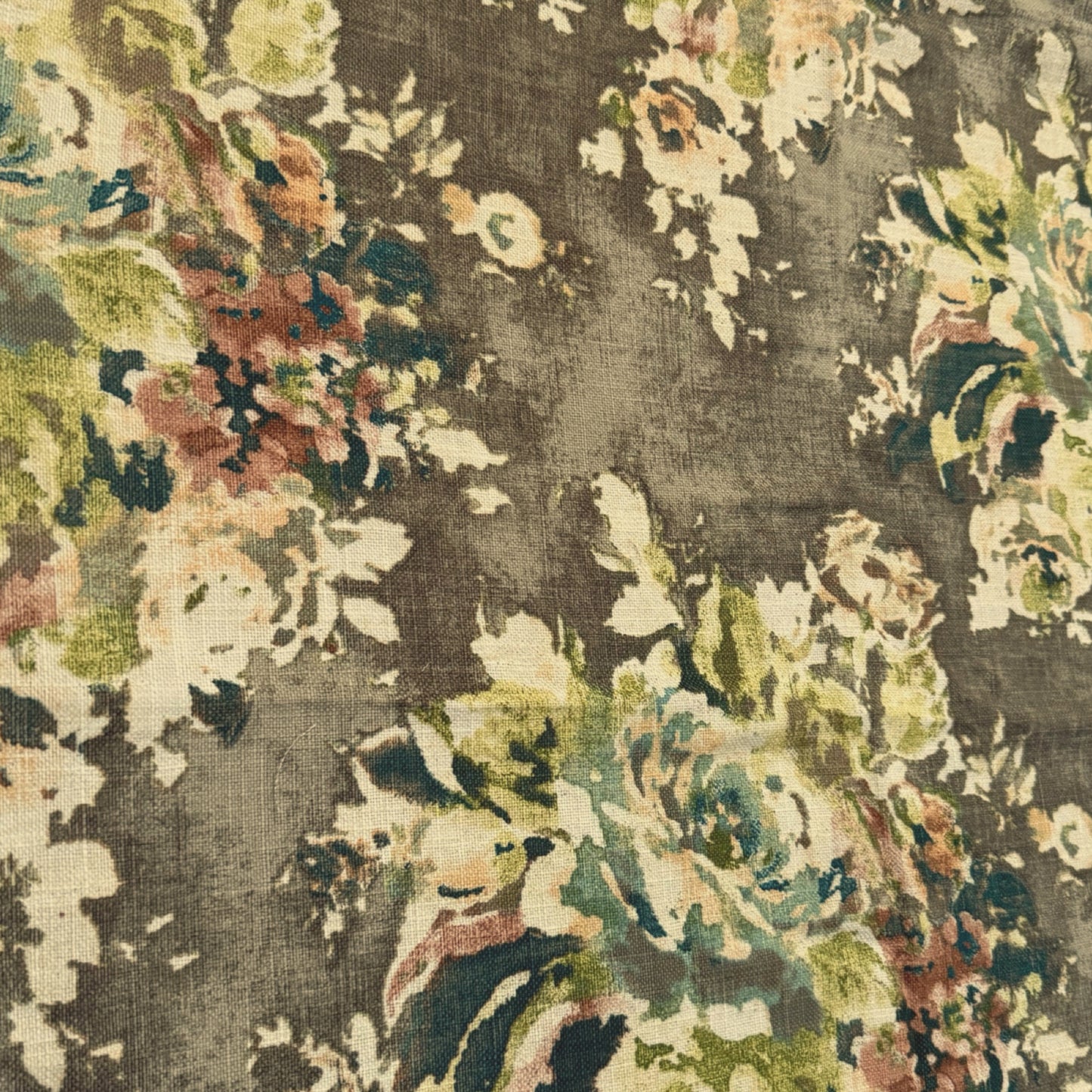Cinder Gray Aphrodite Floral Cotton Linen Print Pillow Cover