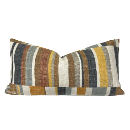 Wyatt Brown Gray Ochre Block Stripe Pillow Cover