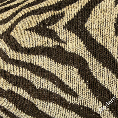 (CLEARANCE) Dark Brown Beige Tiger Animal Stripe Chenille Pillow Cover