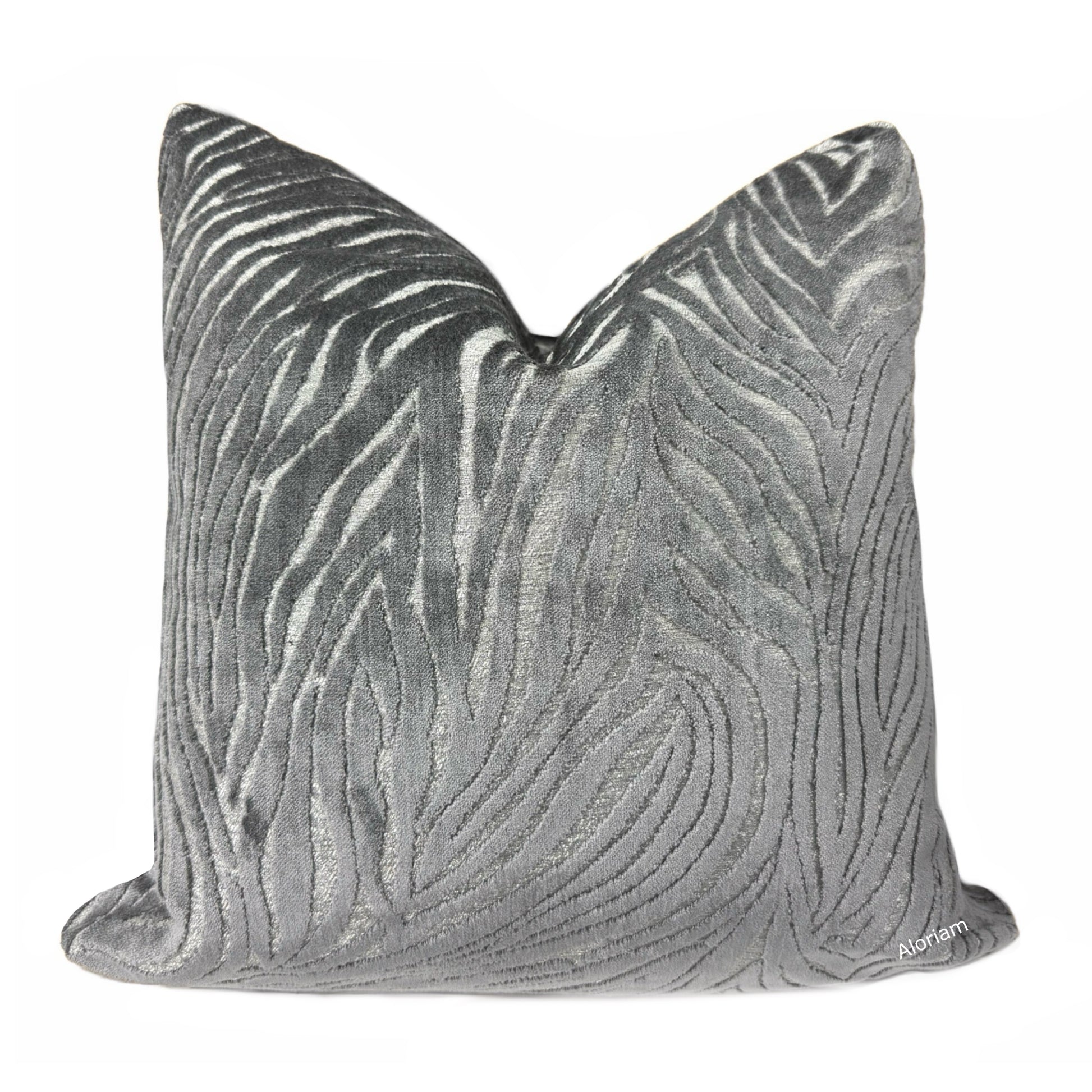 Alden Gray Abstract Cut Velvet Pillow Cover By Aloriam 