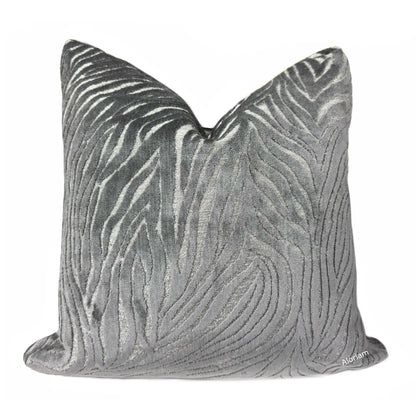 Alden Gray Abstract Cut Velvet Pillow Cover By Aloriam 