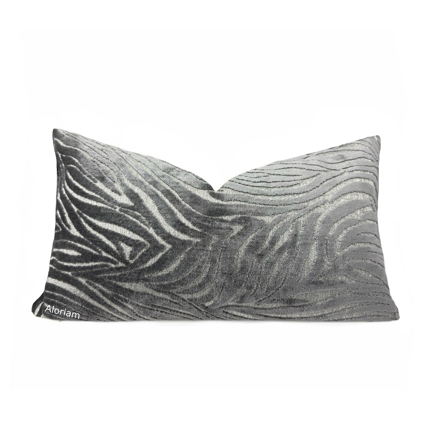 Alden Gray Abstract Cut Velvet Pillow Cover By Aloriam 