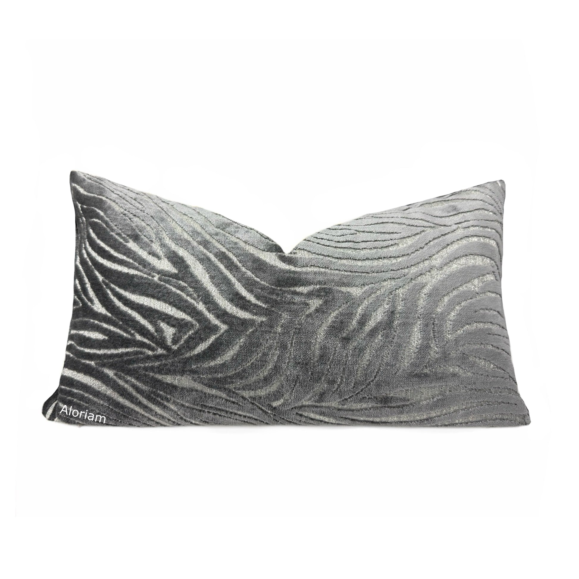 Alden Gray Abstract Cut Velvet Pillow Cover By Aloriam 