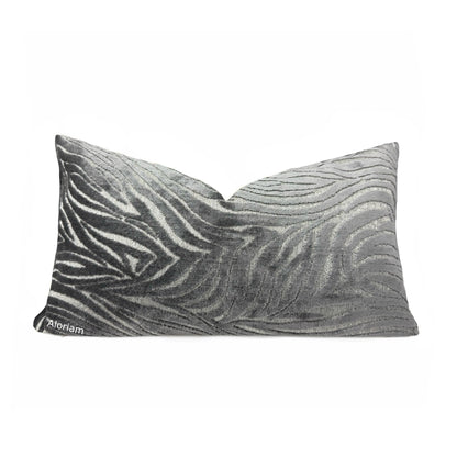 Alden Gray Abstract Cut Velvet Pillow Cover By Aloriam 