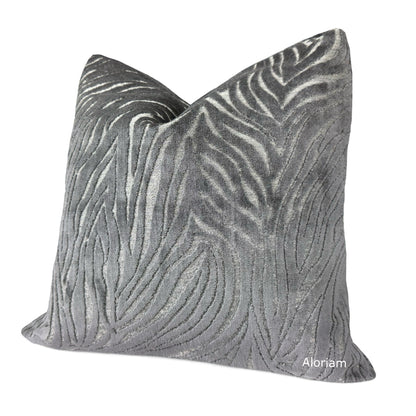 Alden Gray Abstract Cut Velvet Pillow Cover By Aloriam 