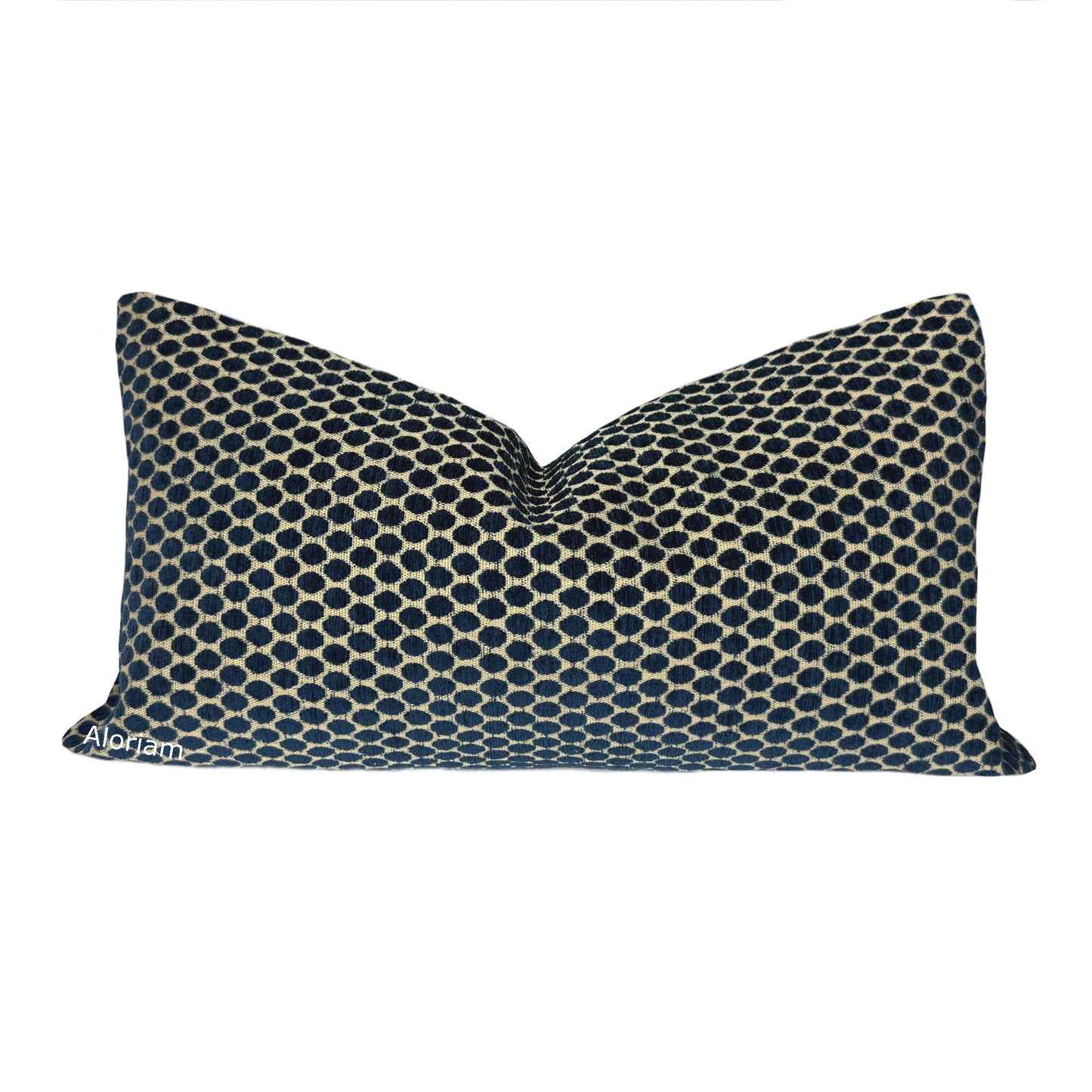 Finley Navy Blue Beige Textured Dots Pillow Cover